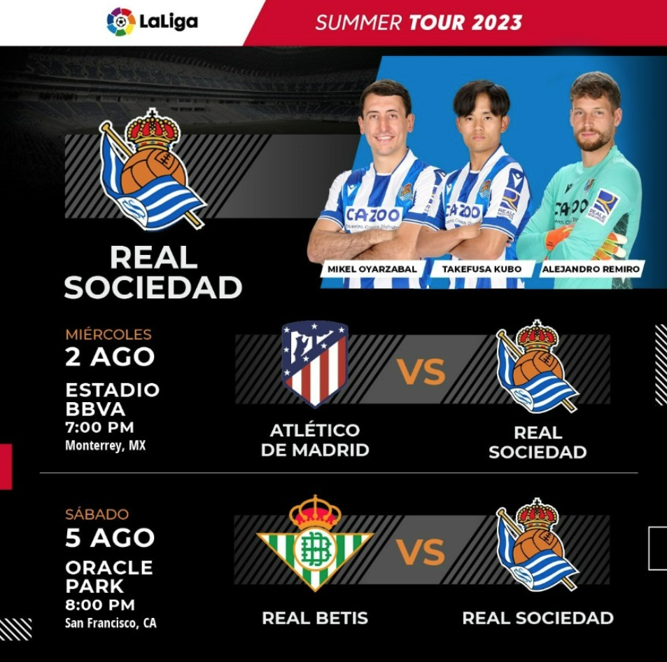 Gira veraniega de la Real Sociedad Se enfrentará al Atlético y al